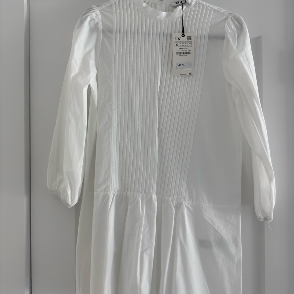 Zara White Long Sleeve Dress